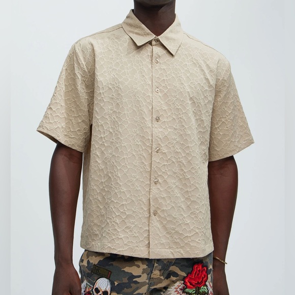 NWT Men’s Atkinson Jacquard Shirt - Tan Sz XL - Picture 1 of 6